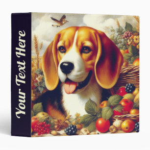Vintage Beagle Puppy Painting 3 Ring Binder