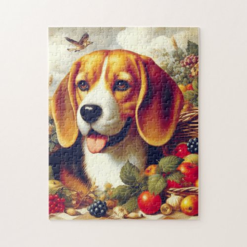 Vintage Beagle Puppy Painting Jigsaw Puzzle