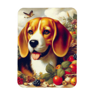 Vintage Beagle Puppy Painting Magnet