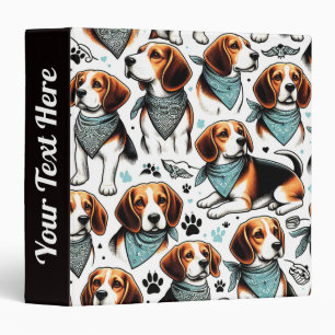 Vintage Beagle Puppy Seamless 3 Ring Binder