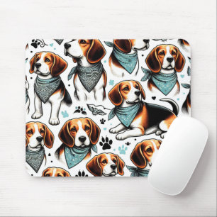 Vintage Beagle Puppy Seamless Mouse Pad