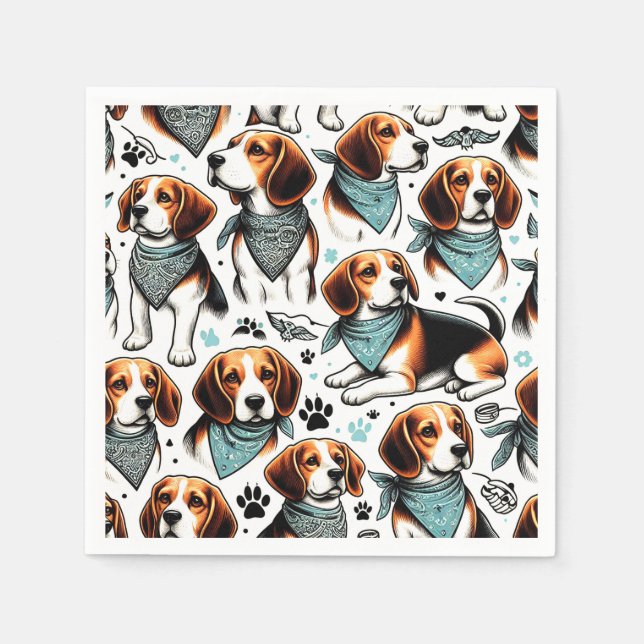 Vintage Beagle Puppy Seamless Napkins (Front)