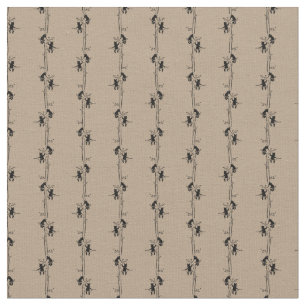 Vintage Bear Cubs in Tree Striped CUSTOM BG COLOR Fabric