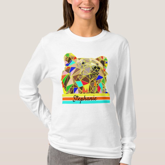 Vintage Bear Grizzly Custom name T-Shirt (Front)