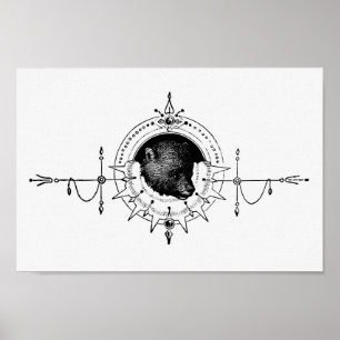 Vintage Bear Illustration Poster
