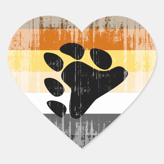 Vintage Bear Pride Heart Sticker (Front)