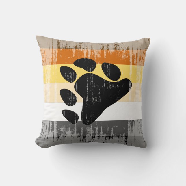 Vintage Bear Pride Throw Pillow (Front)