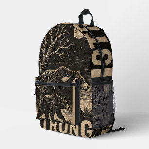 Vintage Bear Strength Printed Backpack