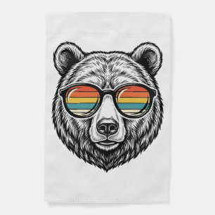 Vintage Bear Sunglasses Vector Graphic Design_1 Garden Flag