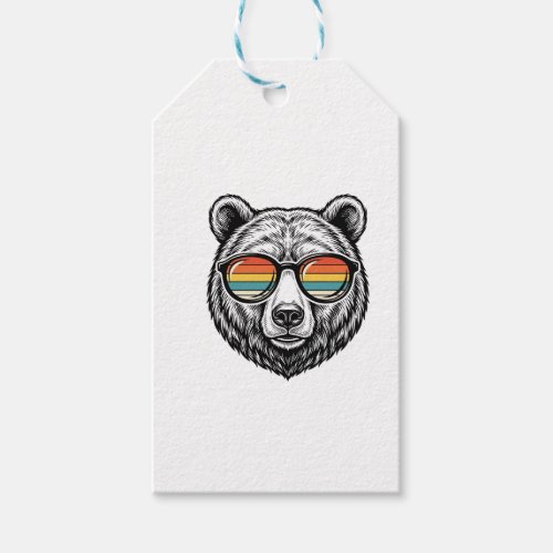 Vintage Bear Sunglasses Vector Graphic Design_1 Gift Tags