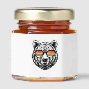 Vintage Bear Sunglasses Vector Graphic Design_1 Honey Jar Favors