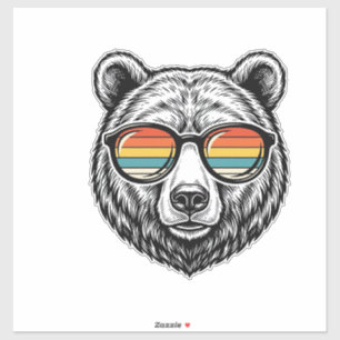 Vintage Bear Sunglasses Vector Graphic Design_1 Sticker