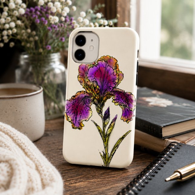 Vintage Bearded Iris Botanical Phone Case (Elegant botanical protection for your everyday companion.)