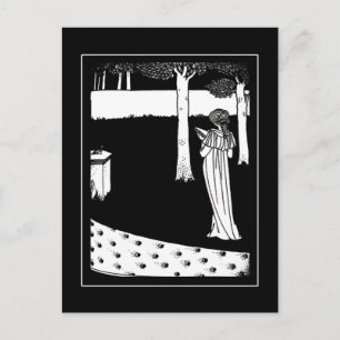 Vintage Beardsley Lady Illustration Postcard