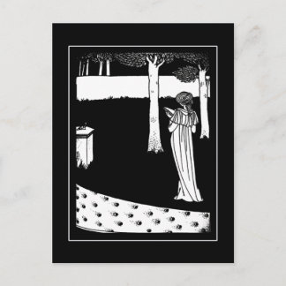 Vintage Beardsley Lady Illustration Postcard