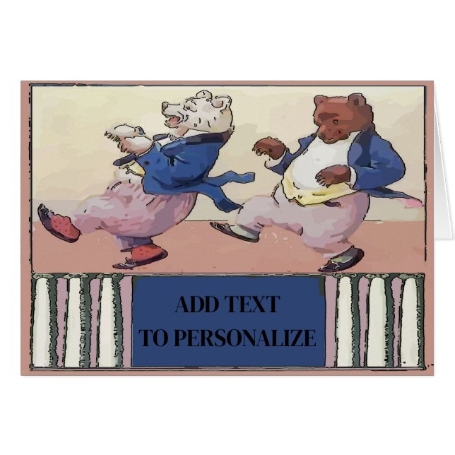 Vintage Bears Dancing Cards (Front Horizontal)