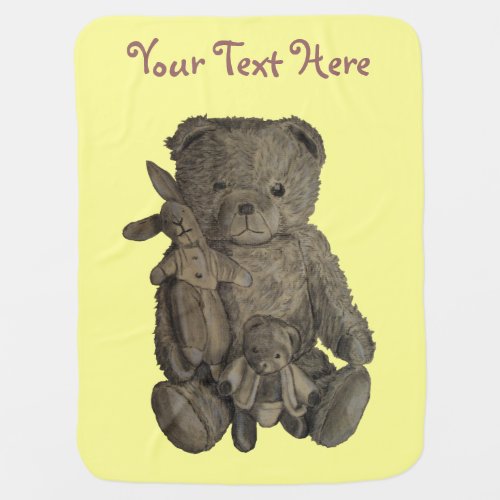 vintage bears still life picture of old teddy baby blanket