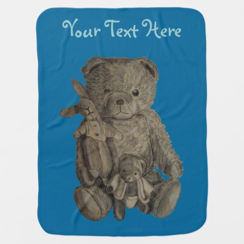 vintage bears still life picture of old teddy baby blanket