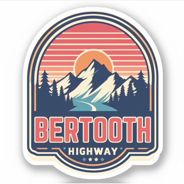 vintage Beartooth Highway us 212 montana road Sticker (Front)