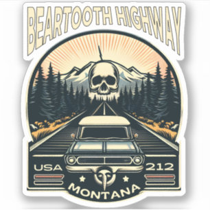 vintage Beartooth Highway us 212 montana road Sticker