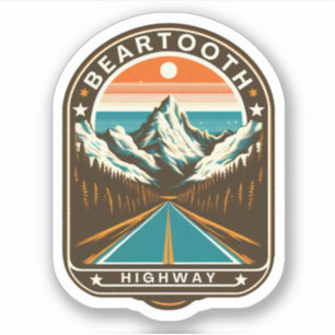 vintage Beartooth Highway us 212 montana road Sticker
