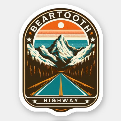 vintage Beartooth Highway us 212 montana road Sticker