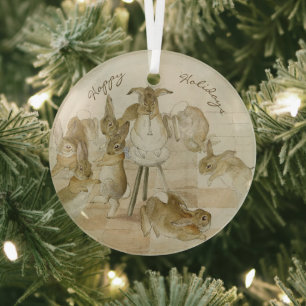 Vintage Beatrix Potter Christmas Holiday Glass Ornament