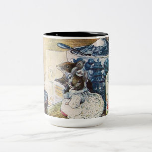 Vintage Beatrix Potter Mice Tailor of Gloucester Two-Tone Coffee Mug