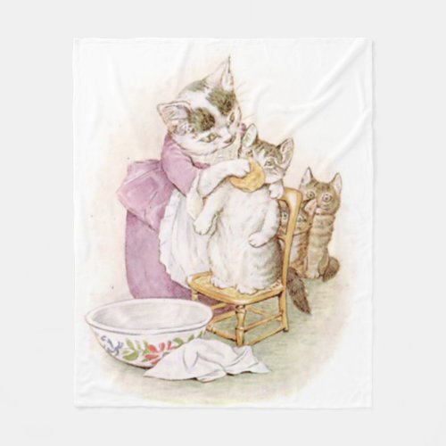 Vintage Beatrix Potter Mother Cat Tom Kitten Fleece Blanket