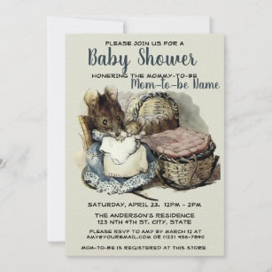 Vintage Beatrix Potter Mouse Baby Shower Template