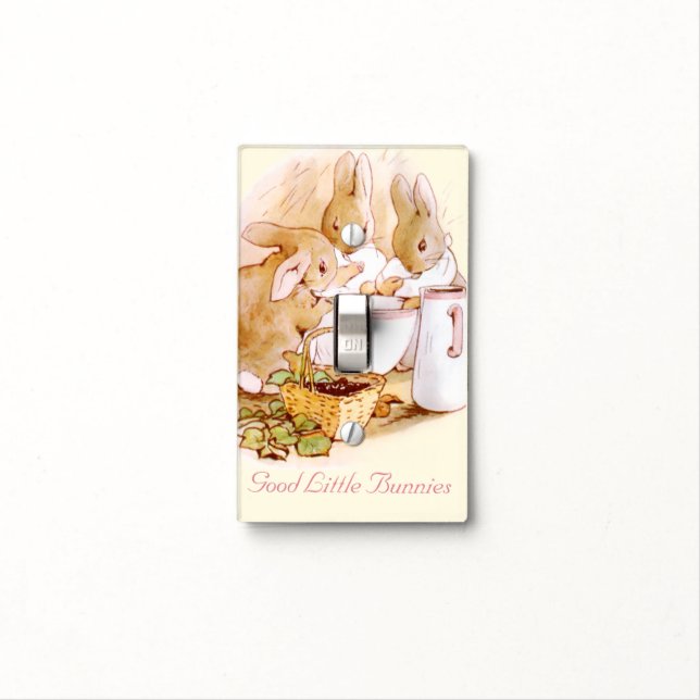 Vintage Beatrix Potter Nursery Light Switch Cover (In Situ)