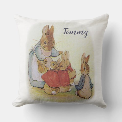 Vintage Beatrix Potter Peter the Rabbit  Throw Pillow