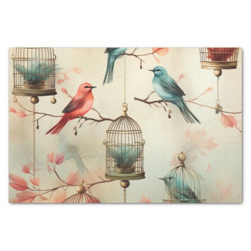 Vintage Beautiful Birdcages Birds Decoupage Tissue Paper