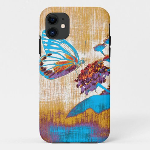 Vintage Beautiful Butterfly on flower iPhone 11 Case