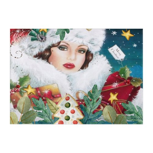 Vintage Beautiful Christmas Woman Acrylic Print