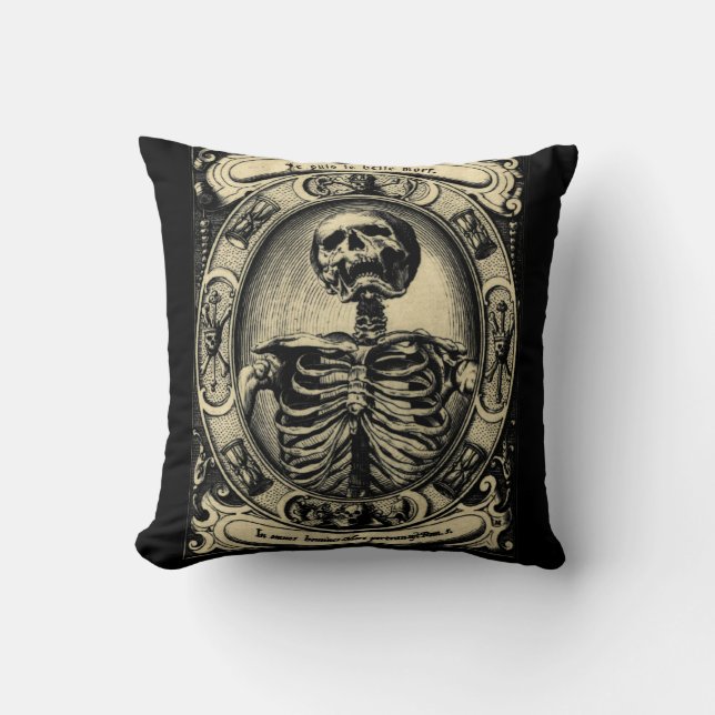 Vintage Beautiful Death Throw Pillow (Front)