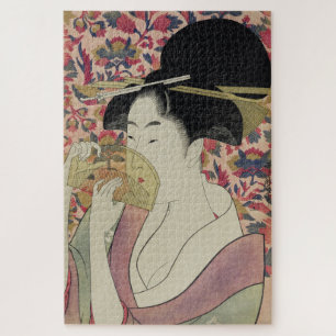 Vintage Beautiful Geisha Portrait With a Comb Art Jigsaw Puzzle