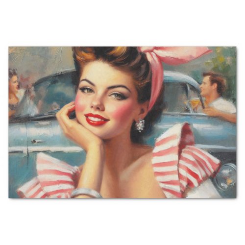 Vintage Beautiful Girl Painting Tissue Paper