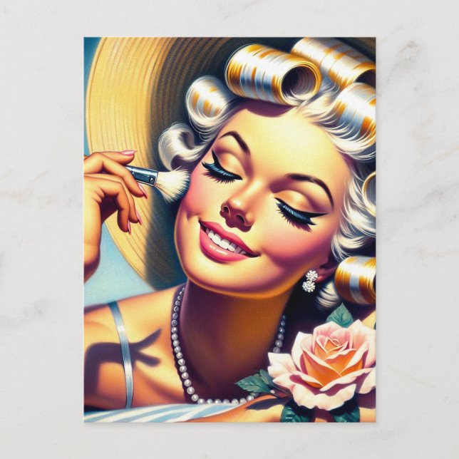 Vintage Beautiful Girl Portrait Postcard (Front)