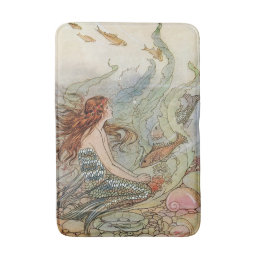 Vintage Beautiful Girly Mermaid Under The Sea Bathroom Mat