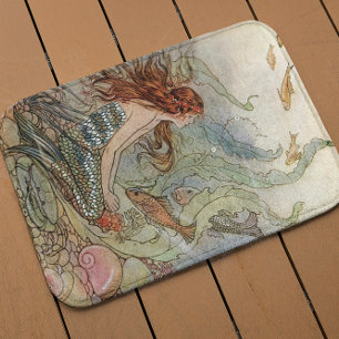 Vintage Beautiful Girly Mermaid Under The Sea Bathroom Mat