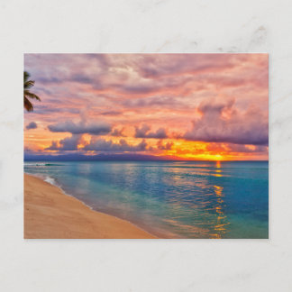 Vintage Beautiful Island Beach Sunset Postcard