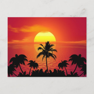 Vintage Beautiful Island Beach Sunset Postcard