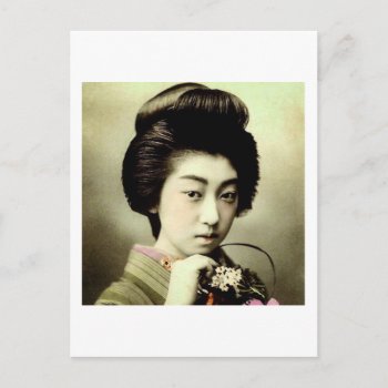 Vintage Beautiful Japanese Geisha Posing Old Japan Postcard by scenesfromthepast at Zazzle