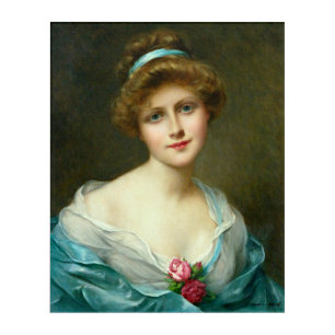 Vintage Beautiful Lady Green Dress Acrylic Print