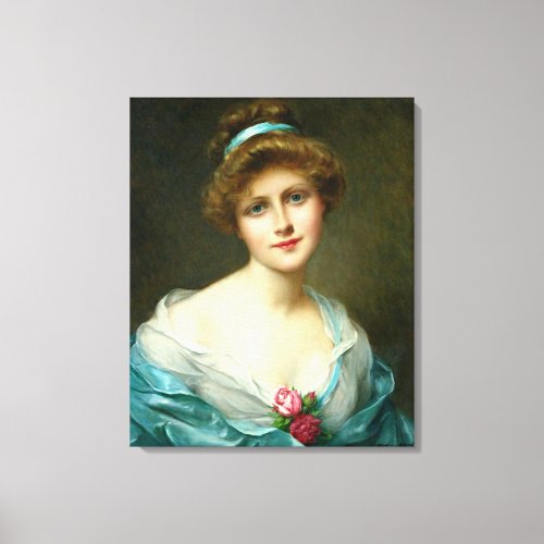 Vintage Beautiful Lady Green Dress Canvas Print