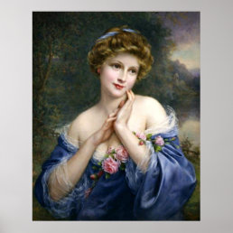Vintage Beautiful Lady In Blue Poster