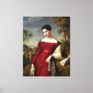 Vintage Beautiful Lady In Red Canvas Print