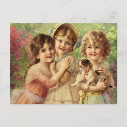 Vintage Beautiful Little Girls Postcard