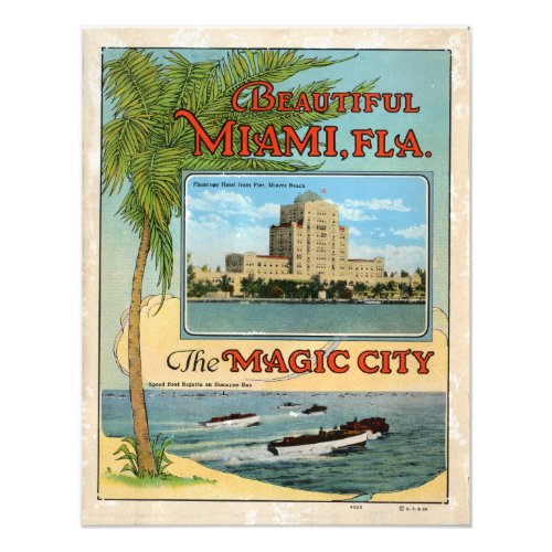 Vintage Beautiful Miami Florida Magic City Travel Photo Print